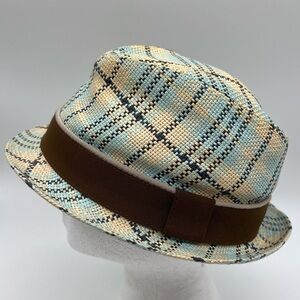 Herschel Hat CoMen's Checkered Fedora Hat - Cream and Brown